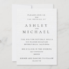 Invitación ELEGANTE TIPOGRAFÍA DE LUJO Boda blanco y negro