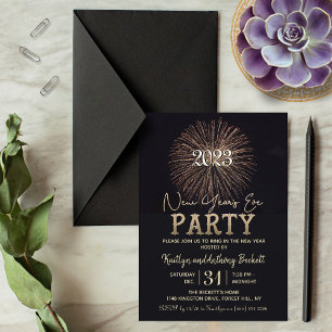 Invitación Elegante tipografía Fiesta de Nochevieja