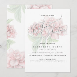Invitación Elegante tipografía floral rosa dulce 16 cumpleaño