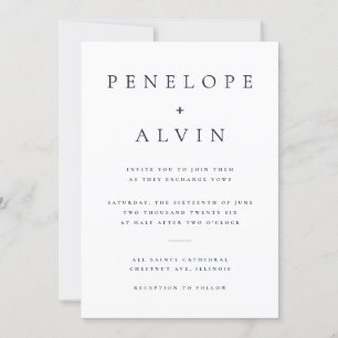 Invitación Elegante tipografía grave Boda Minimalista blanco