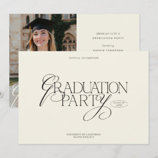 Invitación Elegante tipografía moderna chic foto graduación