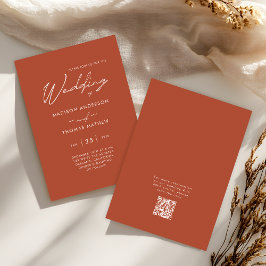 Invitación Elegante Tipografía Moderna de Terracota RSVP Boda
