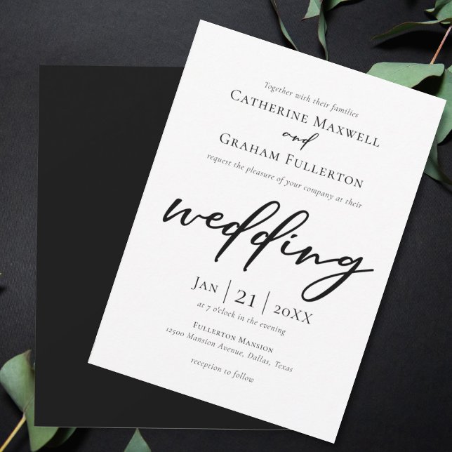 Invitación Elegante tipografía negra simple Boda moderno (Subido por el creador)