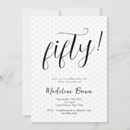 Invitación Elegante tipografía puntos rosados modernos cumple