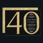 Invitación Elegante tipografía Purpurina de oro 40 cumpleaños<br><div class="desc">Celebre con estilo con estas modernas y elegantes invitaciones para el 40 aniversario del purpurina de oro. El diseño es fácil de personalizar y sus huéspedes se sentirán encantados cuando reciban estas elegantes invitaciones.</div>