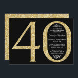 Invitación Elegante tipografía Purpurina de oro 40 cumpleaños<br><div class="desc">Celebre con estilo con estas modernas y elegantes invitaciones para el 40 aniversario del purpurina de oro. El diseño es fácil de personalizar y sus huéspedes se sentirán encantados cuando reciban estas elegantes invitaciones.</div>
