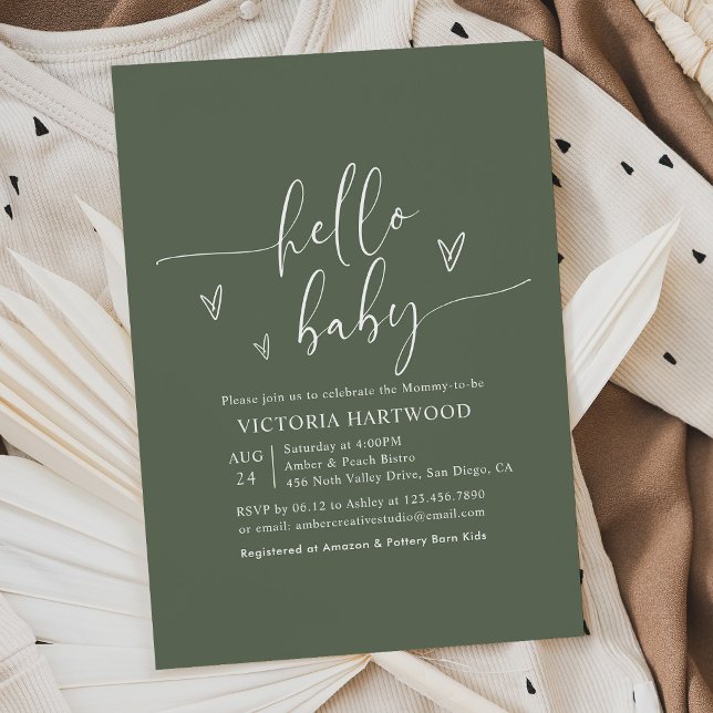 Invitación Elegante tipografía Sage Green Baby Shower (Subido por el creador)