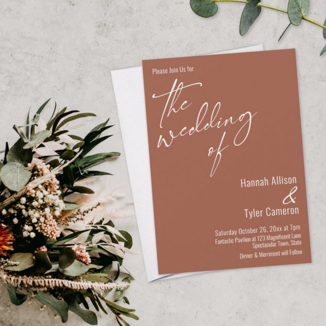Invitación Elegante Tipografía Simple Terracotta Boda (Subido por el creador)
