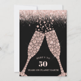 Invitación Elegante tocador negro de champagne 50 cumpleaños