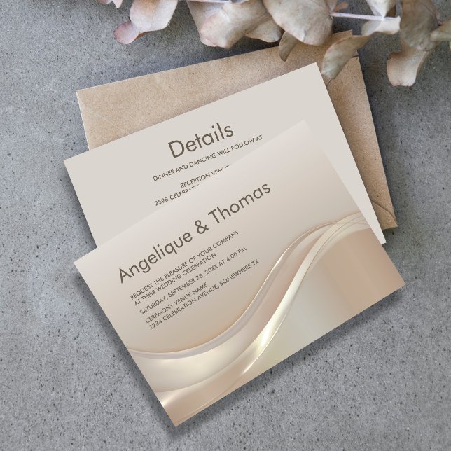 Invitación Elegante Todo En Un Boda Beige (Subido por el creador)