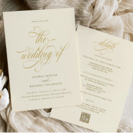 Invitación Elegante todo en un Boda cream Boda de oro