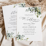 Invitación Elegante Todo En Un Boda De La Vegetación Acuática<br><div class="desc">Esta elegante colección incluye hojas de color agua mezcladas con un elegante estilo de letra serif y sans delicados en negro,  con espacio para añadir detalles en la parte posterior. Elementos coincidentes disponibles.</div>