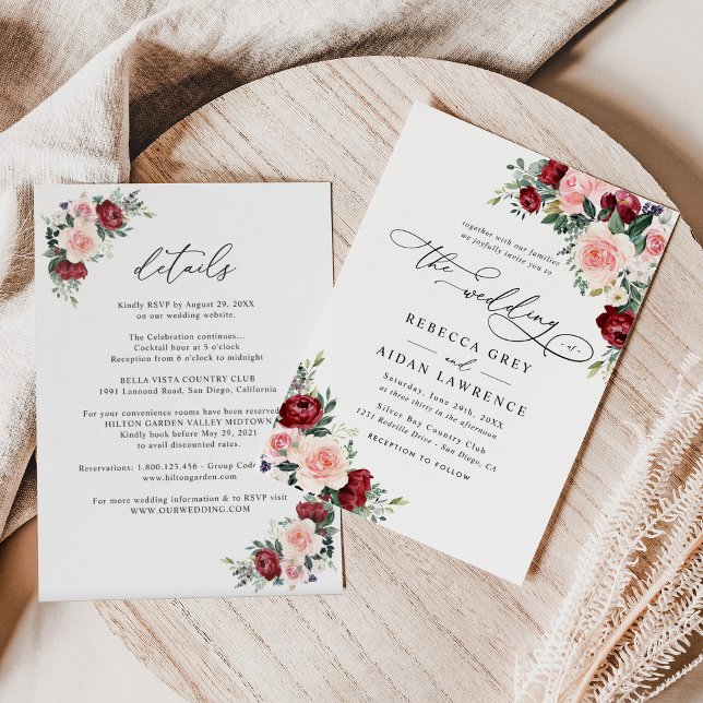 Invitación Elegante Todo En Un Boda Floral De Acuarela (Subido por el creador)