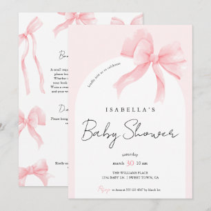 Invitación Elegante Todo En Uno Fiesta De Bebé De Lazo Rosa