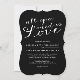Invitación Elegante Todo Lo Que Necesitas Es Amor Boda Negro