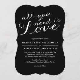 Invitación Elegante Todo Lo Que Necesitas Es Amor Boda Negro
