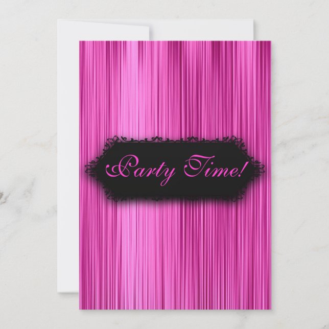 Invitación Elegante Todos los eventos Negro Cortina Rosa 2 (Anverso)