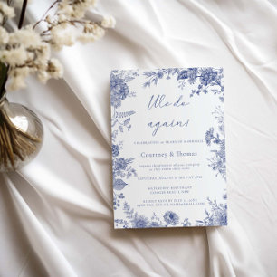Invitación Elegante toile francés azul toile Vow Renewal