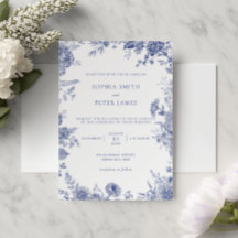 Elegante Toile French Blue Garden Floral