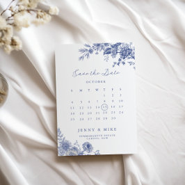 Invitación Elegante Toile French Blue Garden Floral