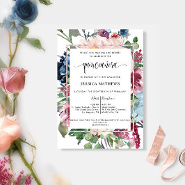 Invitación Elegante Tono Pastel acuarela Floral Quinceañera