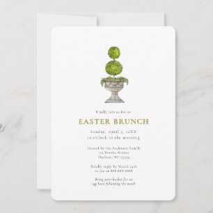 Invitación Elegante Topiaria Acuarela Brunch de Pascua 