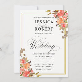 Invitación Elegante toque de escritura de la boda floral de o
