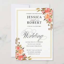 Invitación Elegante toque de escritura de la boda floral de o