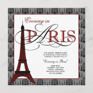 Invitación Elegante Torre Eiffel Paris Prom