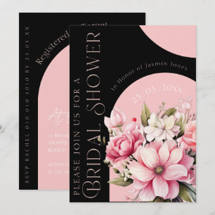 Invitación Elegante Torta de Despedida de Soltera Floral Rosa