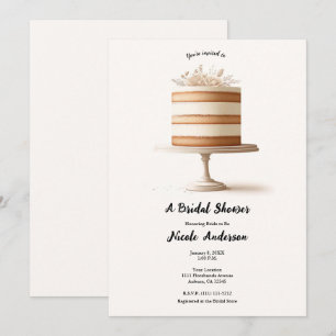 Invitación Elegante Torta Floral Blanca para Bridal Shower