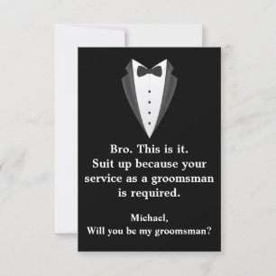 Invitación elegante toxedo negro y blanco moderno groomman