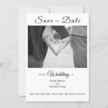 Elegante Tradicional Foto de Boda Save the Date