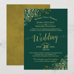 Invitación Elegante transmisión en vivo de emmeralda verde y 