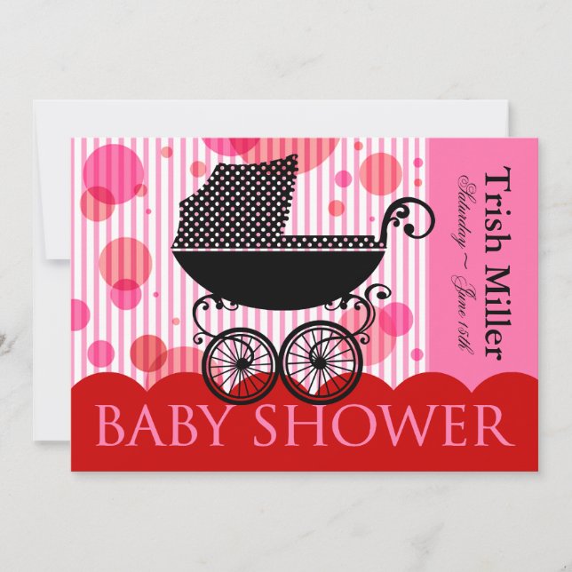 Invitación Elegante transporte de bebé retro - Fiesta Baby Sh (Anverso)