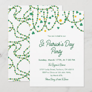 Invitación Elegante trébol moderno del día de San Patricio