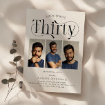 Invitación Elegante TREINTA 3 collage de fotos 30 cumpleaños<br><div class="desc">Acepte la belleza de cumplir treinta años con nuestras elegantes invitaciones de cumpleaños número 30. Nuestras invitaciones de lujo le permiten mostrar un collage de 3 fotos, perfecto para mostrar la evolución del niño/chica de cumpleaños a lo largo de los años. Con un llamativo tipo de letra y una plantilla...</div>