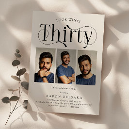 Invitación Elegante TREINTA 3 collage de fotos 30 cumpleaños