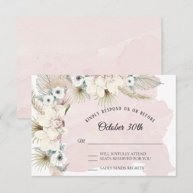 Invitación Elegante Tropical Boho Floral Terroso Desvanecido  (Anverso / Reverso)