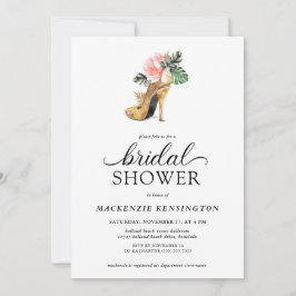 Invitación Elegante Tropical Floral Heels Bridal Shower