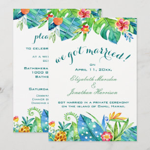 Invitación Elegante Tropical Floral Obtuvimos Recepción Casad