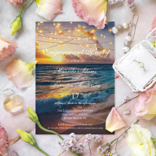 Invitación Elegante Trópico Verano Sunset Beach Engagement