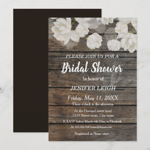 Invitación Elegante tulipán blanco flor rústica ducha de novi