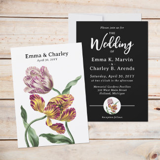 Invitación Elegante Tulips Par Vintage Floral Garden Wedding
