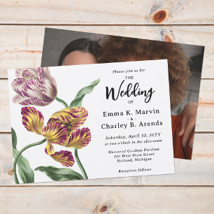 Invitación Elegante Tulips Vintage Floral Garden Wedding Phot