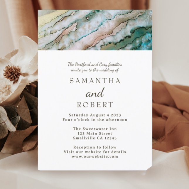 Invitación Elegante Turqoise y Boda Gold Beach (Subido por el creador)