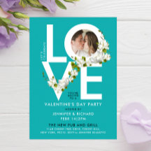 Elegante Turquesa Love Valentine Photo Floral