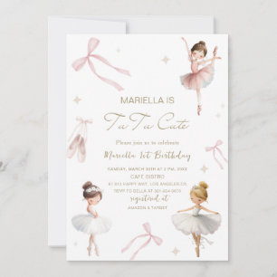 Invitación Elegante Tutú de cumpleaños acuarela uno 1er cumpl