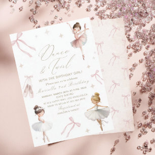 Invitación Elegante tutú de cumpleaños número 2 de acuarela u