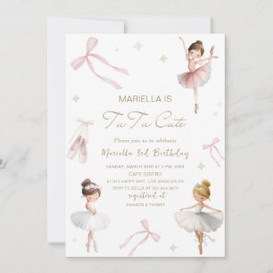 Invitación Elegante Tutú de cumpleaños número 3 de acuarela l